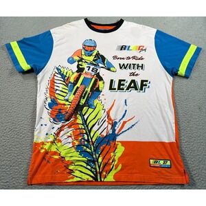 Blac Leaf Shirt Men's XL White Colorblock Motocross Racing Biker Streetwear Tee